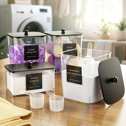 4 Pack Laundry Pods Container, Clear Laundry Room Organization Containers,Large Laundry Detergent Powder Storage
