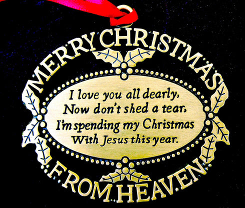 Gold Plated Keepsake Memorial Ornament with Poem, Gift Box, Christmas Tree