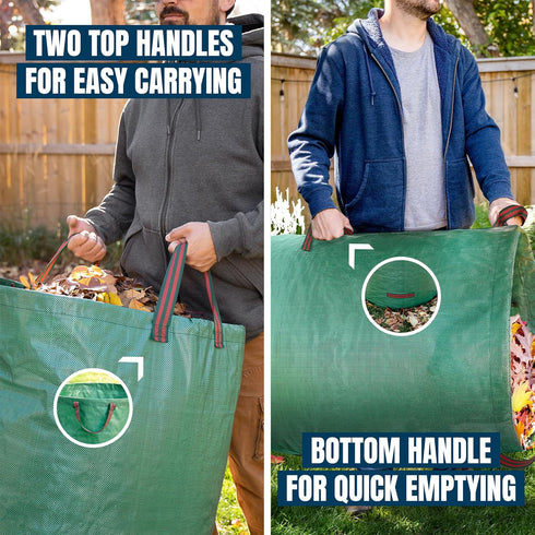 3-Pack 72 MEKKAPRO Big Gulp Lawn Bags, gallons Heavy Duty Lawn and Leaf Bags with Reinforced Handles, Reusable Yard