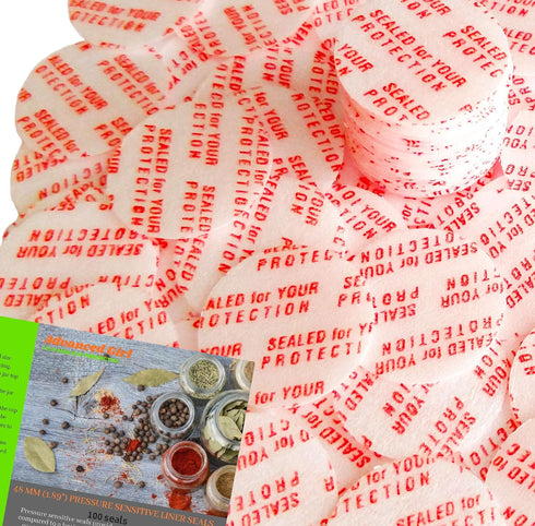 Pressure Sensitive Torque Activated Seals Cap Liners, 48 mm (1.89"), 100 PCS, Made in USA