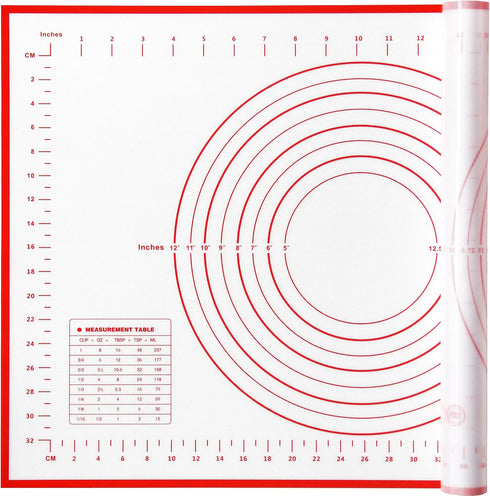 Silicone Pastry Mat, Non-Stick Baking Mat with Measurement, Fondant Mat, Three Sizes, Red