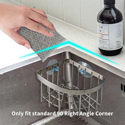 2-in-1 304 2Pcs Sink Caddy, Dish Cloth Hanger Sponge Holder, Save Space Triangle Sink Caddy, Stainless Steel Corner