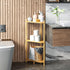 Wisuce Essentials 3 (Natural3 Corner Shelf Stand - Tier Bamboo Small Corner Bookshelf for Office Kitchen Bedroom Plant