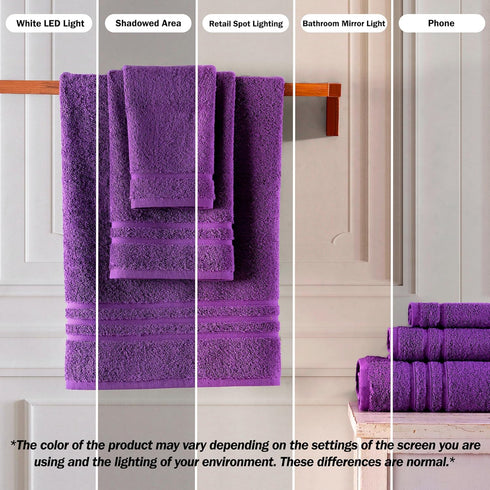 13x13 Inch 12 Pack Hawmam Linen Luxury Cotton Washcloths - Large Hotel Spa Bathroom Face Towel | | Purple