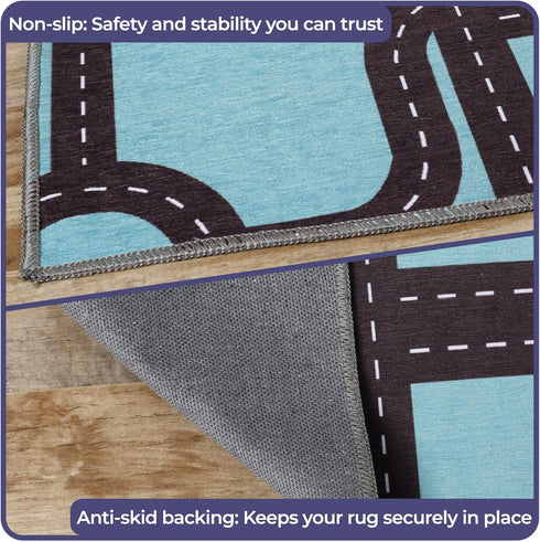 Country 3' 5' Superior Indoor Kids Rug, Washable, Non-Slip, Multi Color Playmat, Perfect for High Traffic Playroom