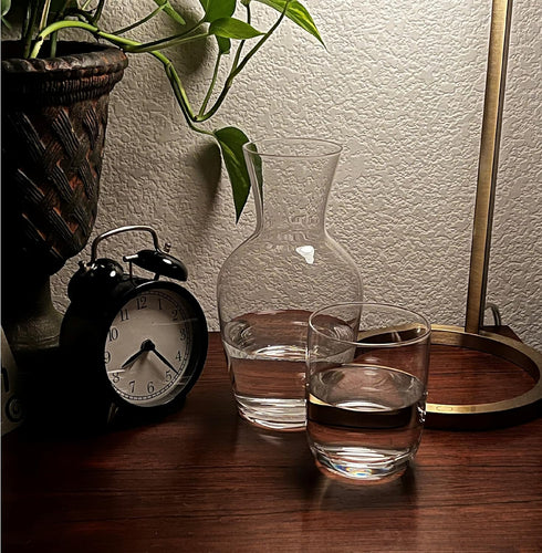 26 oz Lily's Home Water Carafe, With Glass Cup as Lid, Bedside Water Carafe for Bedroom, Bathroom, or Kitchen, Ideal