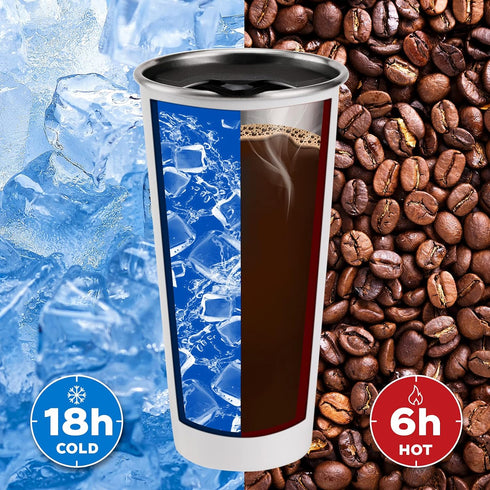 Swiss+Tech 16oz Stainless Steel Cups, 2 Pack Double Wall Pint Glasses, Insulated Tumbler with Lid (Red&White)