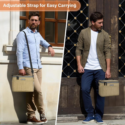 Tirrinia Insulated Lunch Bag, Leakproof Lunch Box for Work, School, Soft Lunchbox for Kids, Adult Cooler Bag, Khaki