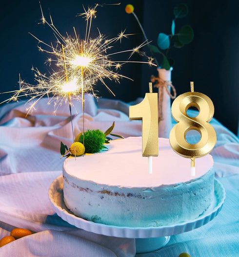 Gold Number 18 Cake Topper for 18th Birthday Decorations Party