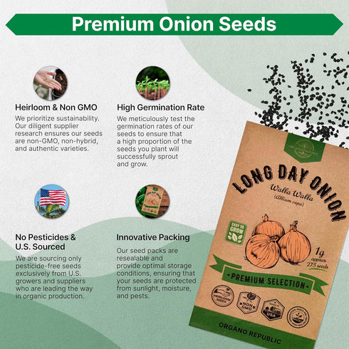 Pack 1G 275 Packet, Onion Walla Walla Seeds - Over Non-GMO Heirloom Onion Seeds for Planting Vegetables in Individual