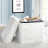 15 Inch Urban Lifestyle Mongolian Fur Collapsible Storage Ottoman Square Soft White Modern Multipurpose Footrest Bench