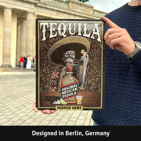 12x16" LANOLU XXL Vintage Tin Sign TEQUILA Wall Art, Vintage Retro Signs for Bar, Metal Sign La Cantina, Letrero de Bar