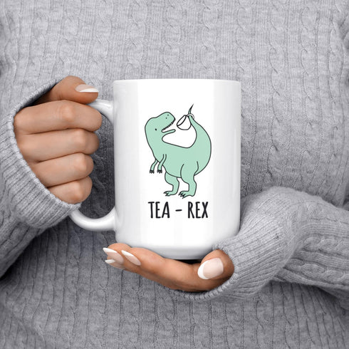 Artisan Owl Funny Tea Rex Tyrannosaurus Rex Mug, 15 oz Large Dinosaur Coffee Cup for Tea & Coffee Lovers