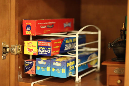 DecoBros Kitchen Wrap Organizer Rack, White (Small/Standard, 2-1/2" BOX)
