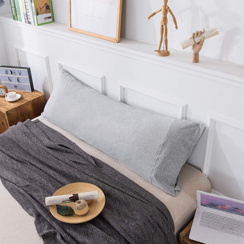 Jersey Knit Pillowcase Set - All Season Soft Cozy Cases, T-Shirt Jersey Cotton of One Pillow Case (Light Gray, Body