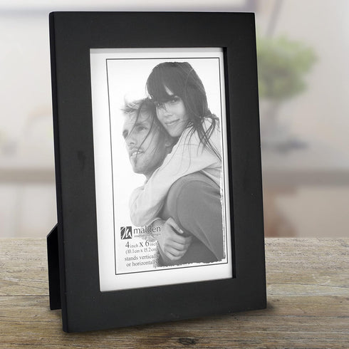 Malden 4x6 Picture Frame - Black, Wide Real Wood Molding, Real Glass
