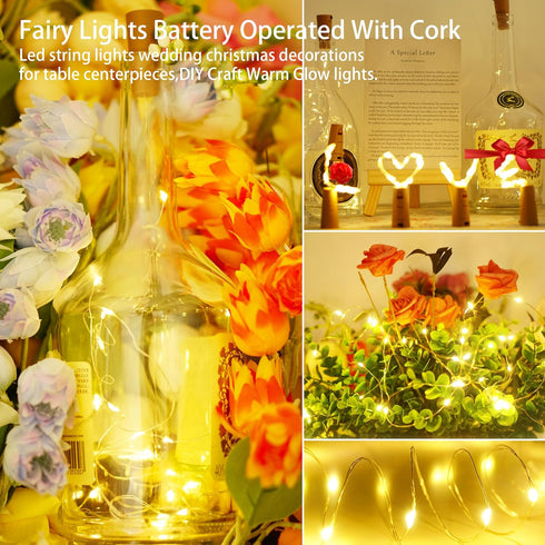 12 Packs 20 SmilingTown LEDs Wine Bottle Lights with Cork - Silver Wire Cork Lights Battery Operated Fairy Mini String