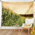 Lunarable Country Tapestry, Cornfield Farmland Landscape Scenics, Fabric Wall Hanging Decor, 45" X 30", Peach Lime Green