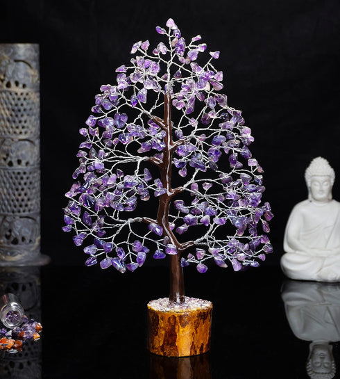 Crocon Amethyst Gemstone Tree Feng Shui Figurine Money Bonsai Good Luck Chakra Balancing
