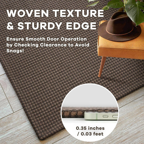 IOHOUZE Washable Runner Rug 2'x7', Rubber Backing for Hallways, Indoor Kitchen Rugs, Woven Cotton Floor Carpet (Brown)