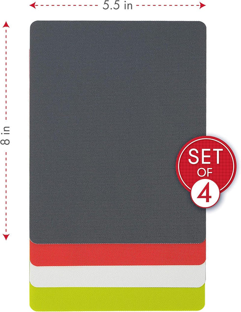 Dexas Heavy Duty Cutting Board Grippmat, Set of 4 Flexible Non-Slip Plastic Cutting Boards