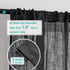Home Queen Linen Look Tie Up Valance Curtain, Semi Sheer Balloon Valence for Living Room and Bedroom, Black