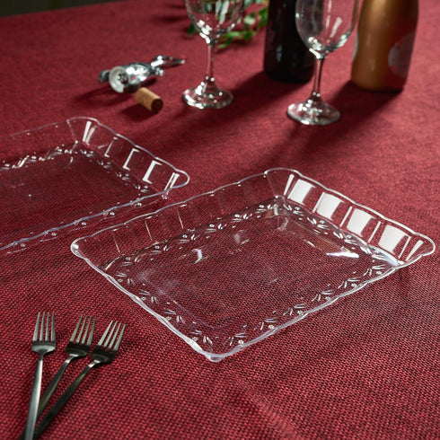 Plasticpro Plastic Serving Trays, Rectangle 9X13 Disposable Party Dish, Includes 4 Trays
