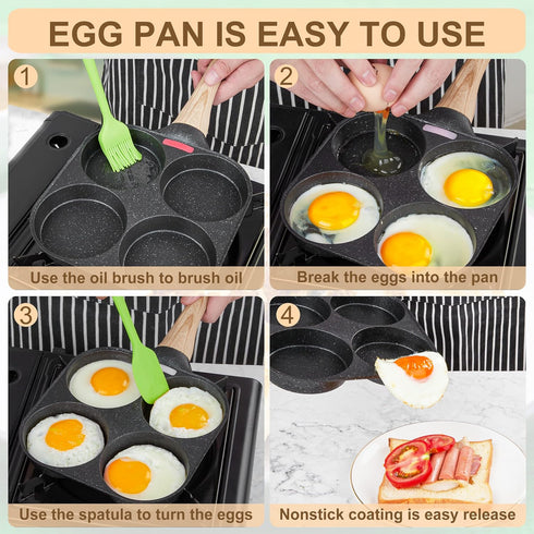 MyLifeUNIT 4-Cup Nonstick Egg Frying Pan, Skillet for Breakfast, Pancakes, Suitable for Gas Stove