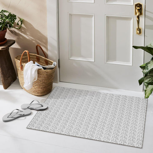 Collive Gray Small Bathroom Rug 2x3, Washable Indoor Doormat with Rubber Back for Entryway