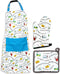 Passover Kitchen Linen Sets, Mah Nishtana Four Questions Print Design, Kitchen Apron, Pot Holder, Oven Mitt
