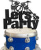 Let's Party Drums Cake Topper for Rock and Roll 80's Themed Birthday Music Party Decorations
