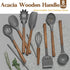 Umite Chef Silicone Cooking Utensil Set, 8-Piece Kitchen Gadgets with Acacia Wooden Handles, Grey