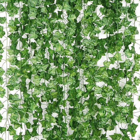 12 Pack 86 FT Artificial Ivy Garland, Fake Ivy Leaf Plants Vine Greenery for Home Kitchen Balcony Garden Office Wedding