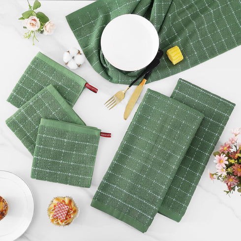 Set, 12 12 13 28 Inches, Set 8 Set, Homaxy Kitchen Towels and Dishcloths x and x of Bulk Cotton Terry Kitchen Towels
