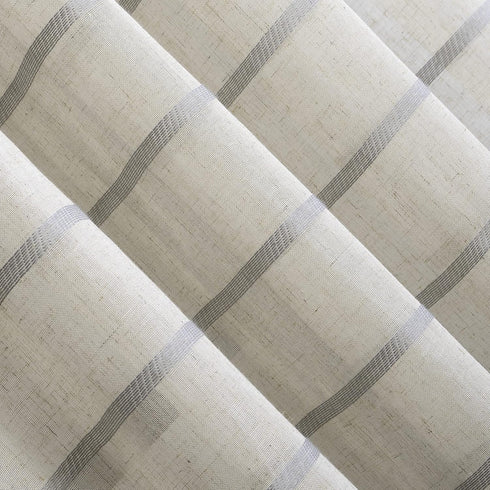 Clean Window Twill Stripe Anti-Dust Sheer Curtain Panel, 52" x 84", Allergy/Pet Friendly, Gray