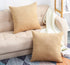 TangDepot Set of 2 Solid Velvet Striped Corduroy Decorative Throw Pillow Covers, 20"x20" Khaki