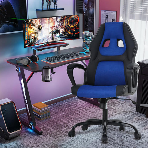 BORGEBY 360Swivel, Blue Massage Gaming Chair for Kids, Ergonomic Office Chair Computer Chair with Adjustable High Back