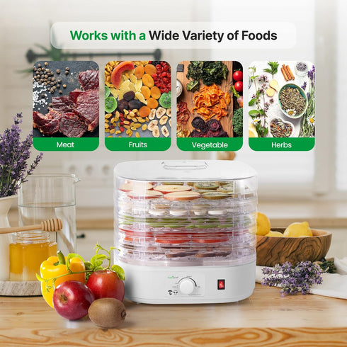 Nutrichef Food Dehydrator Machine, Dehydrates Beef Jerky, Meat, Food, Fruit, Vegetables & Dog Treats, 5 Trays