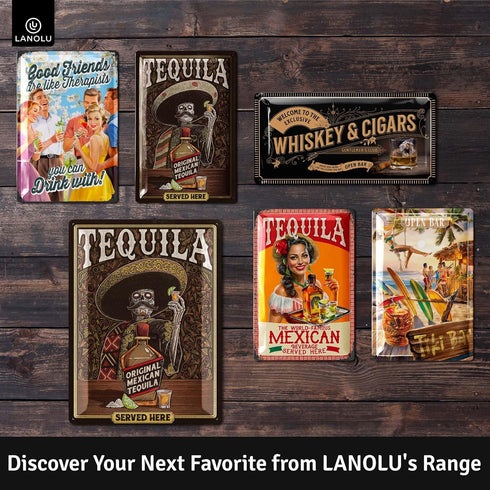 12x16" LANOLU XXL Vintage Tin Sign TEQUILA Wall Art, Vintage Retro Signs for Bar, Metal Sign La Cantina, Letrero de Bar