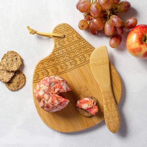 Totally Bamboo Tonga Serving Board and Spreader Set, 7-1/2" x 8-1/2"