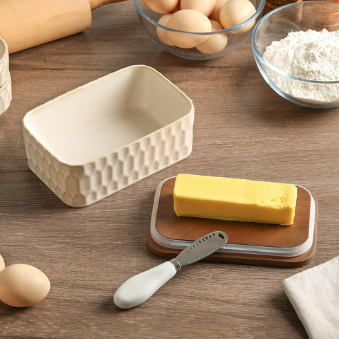 Countertop, Butter Dish with Lid, Ceramic Butter Dish for Airtight Butter Keeper with Knife, Butter Storage, Kitchen