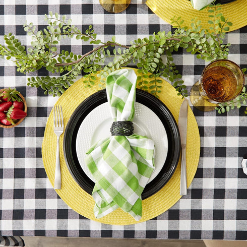 DII Checkered Tabletop Collection Napkin Set, 100% Cotton, Machine Washable, 20x20, Green Apple, 6 Piece