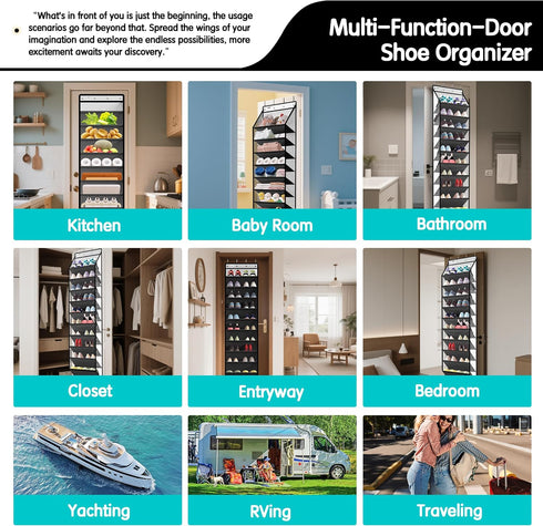 Kotkn 10 20+ 50% Closet Tier Hanging Shoe Rack - Heavy Duty Behind The Door Hanging Shoe Rack, Sturdy Oxford Cloth