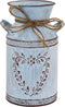Rustic Shabby Chic Galvanized Milk Can Vase with Handle, Vintage Farmhouse Flower Vase for Centerpieces, 7.7"