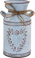 Rustic Shabby Chic Galvanized Milk Can Vase with Handle, Vintage Farmhouse Flower Vase for Centerpieces, 7.7"