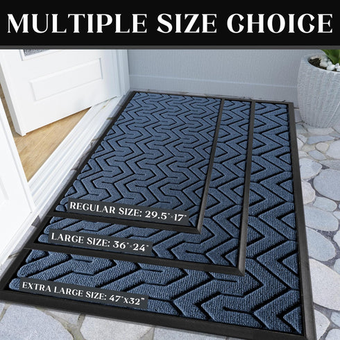 Yimobra Door Mat - All-Season Outdoor Indoor Sturdy Doormat for Home Entrance, Heavy Duty Non Slip, Blue 29.5 x 17 Inch