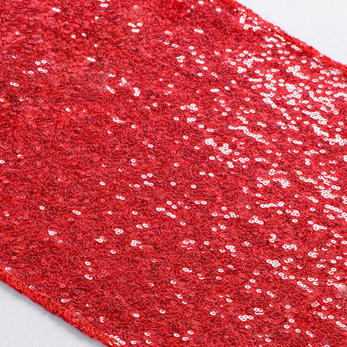 ShiDianYi 12''x72'' Sequin Table Runner - Sparkly Metallic for Wedding, Dinner Reception, Birthday, Baby Shower, Red