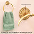 Indian Shelf Premium Boho Brass Towel Ring, Antique Gold Hand Towel Holder for Bathroom Accessories