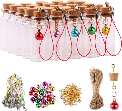 25pcs 10ml Small Glass Bottles with Cork Stoppers, Mini Vials for DIY Art Craft Storage and Party Favors