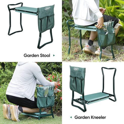 ZENY Folding Garden Kneeler Seat Gardening Workseats Portable Garden Bench Stool with Thicken Foam Kneeling Pad